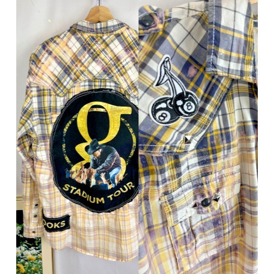 Upcycled Mens Buffalo Western Shirt Xl Garth Brooks Country Music Cowboy Ranch